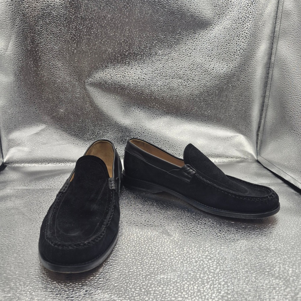Johnston & Murphy Mens Black Suede Leather Trim Loafers Italy 8.5 M 15-8863